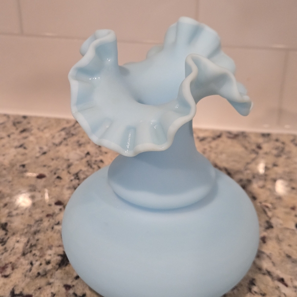 Fenton Light Blue Ruffled Top Vase - Picture 4 of 4